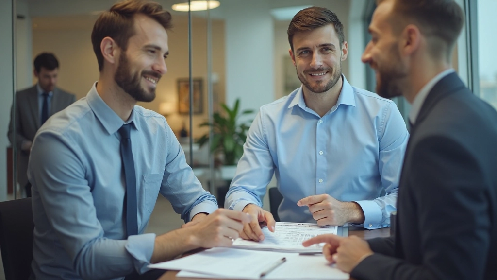 Молодая семья планирует бюджет с документами и калькулятором за столом